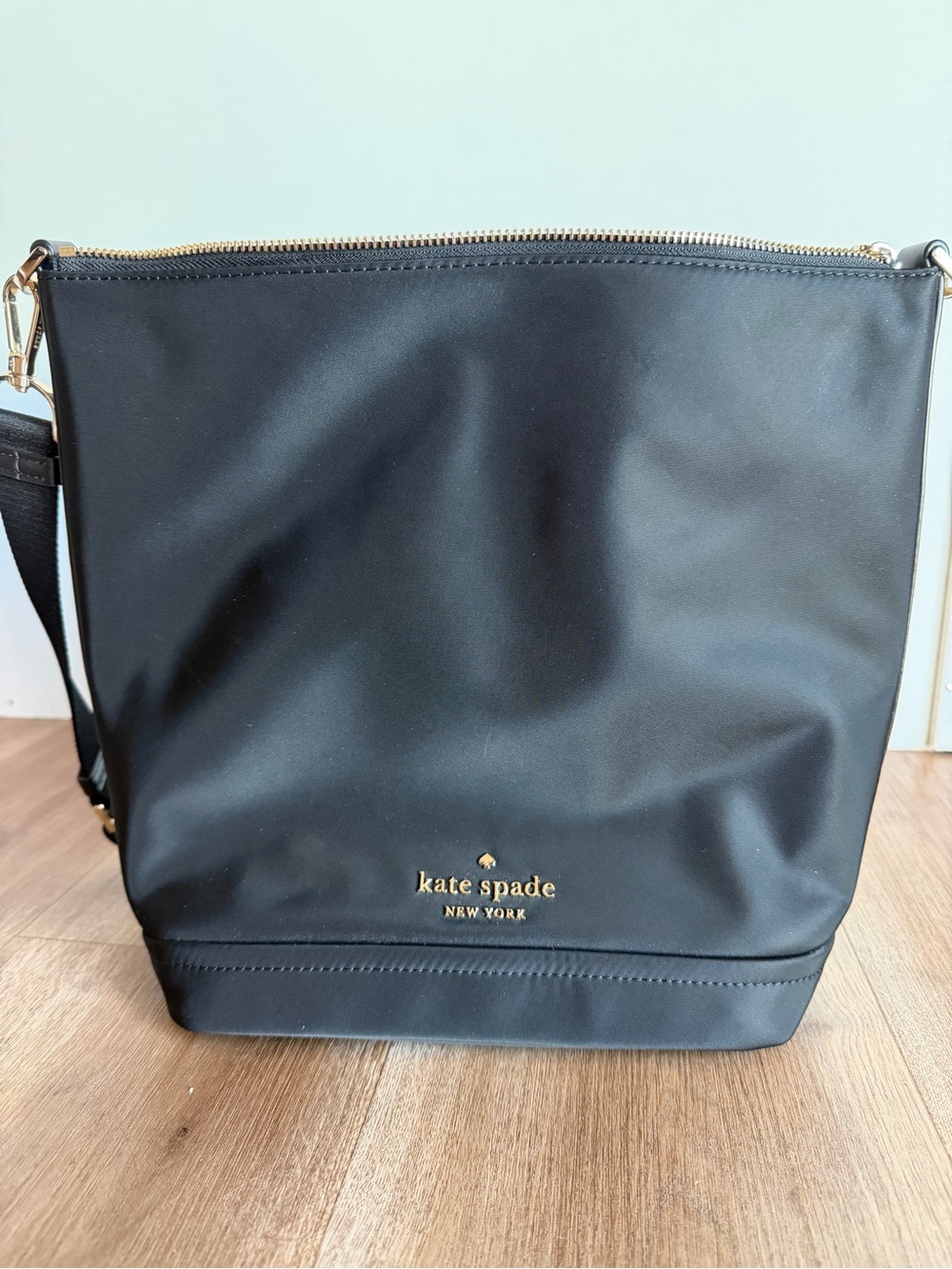 kate spade Black Nylon Crossbody with Gold Hardware